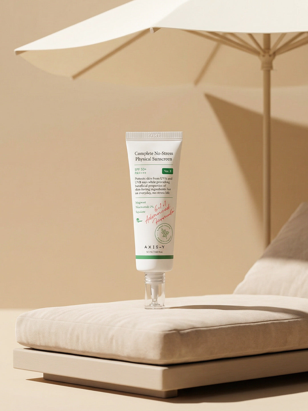 واقي الشمس الفيزيائي AXIS-Y الكامل الخالي من الإجهاد V3 بعامل حماية SPF50+
