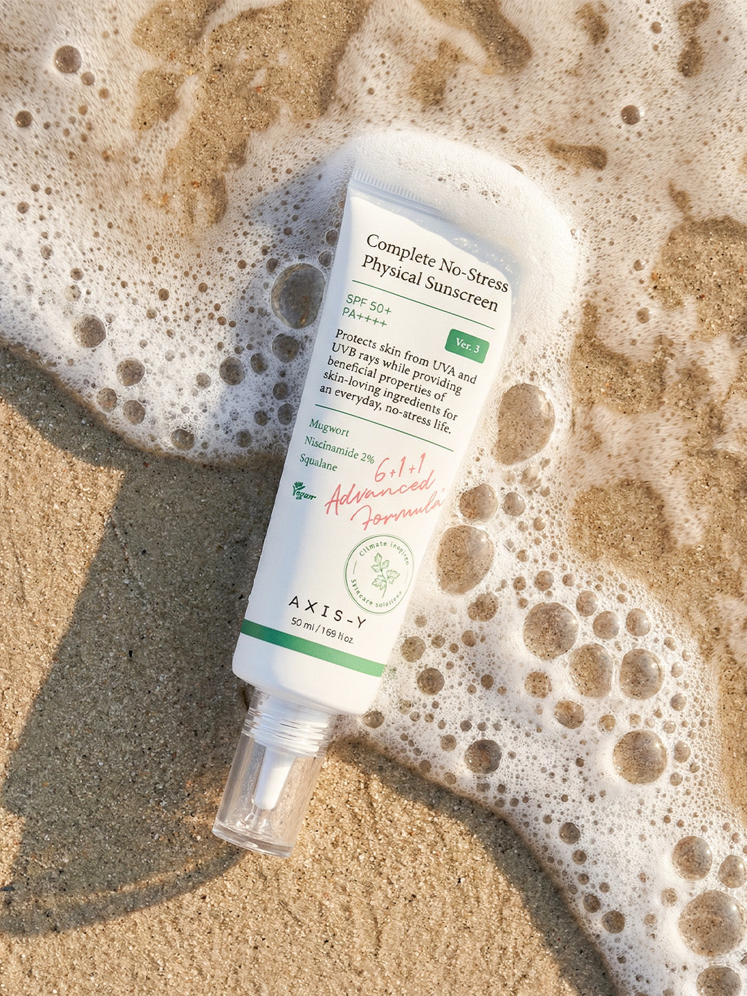 واقي الشمس الفيزيائي AXIS-Y الكامل الخالي من الإجهاد V3 بعامل حماية SPF50+