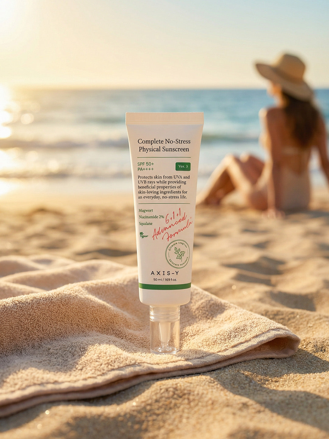 واقي الشمس الفيزيائي AXIS-Y الكامل الخالي من الإجهاد V3 بعامل حماية SPF50+