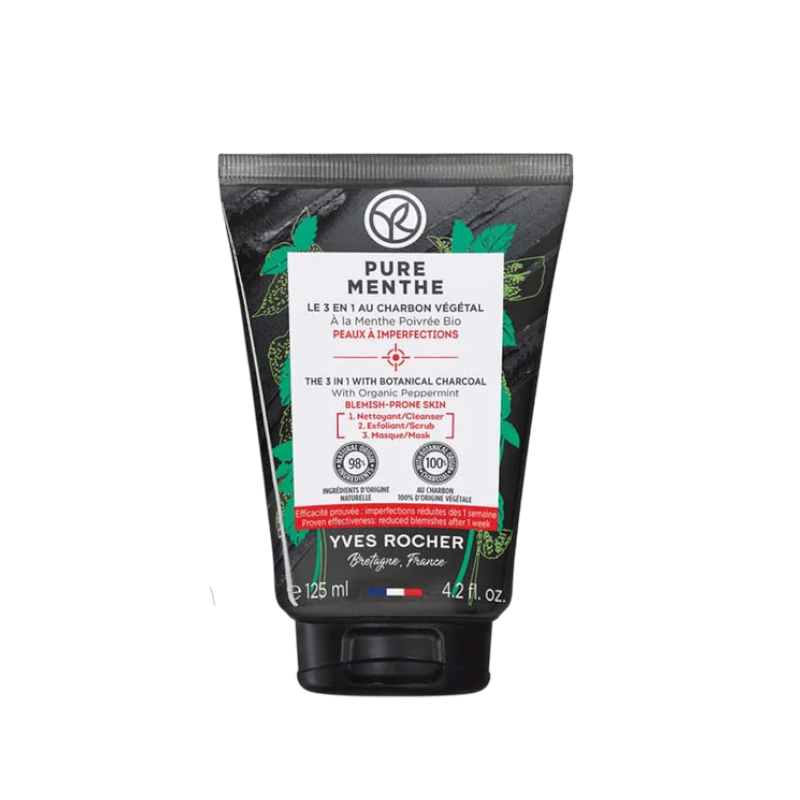 YVES ROCHER THE 3IN1 CHARCOAL BLACK MUD 125ML