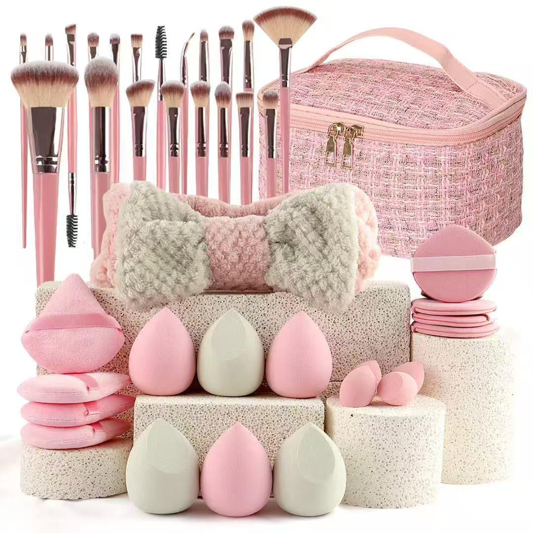 Pink Brushes Set With Tweed bag 40 PCS