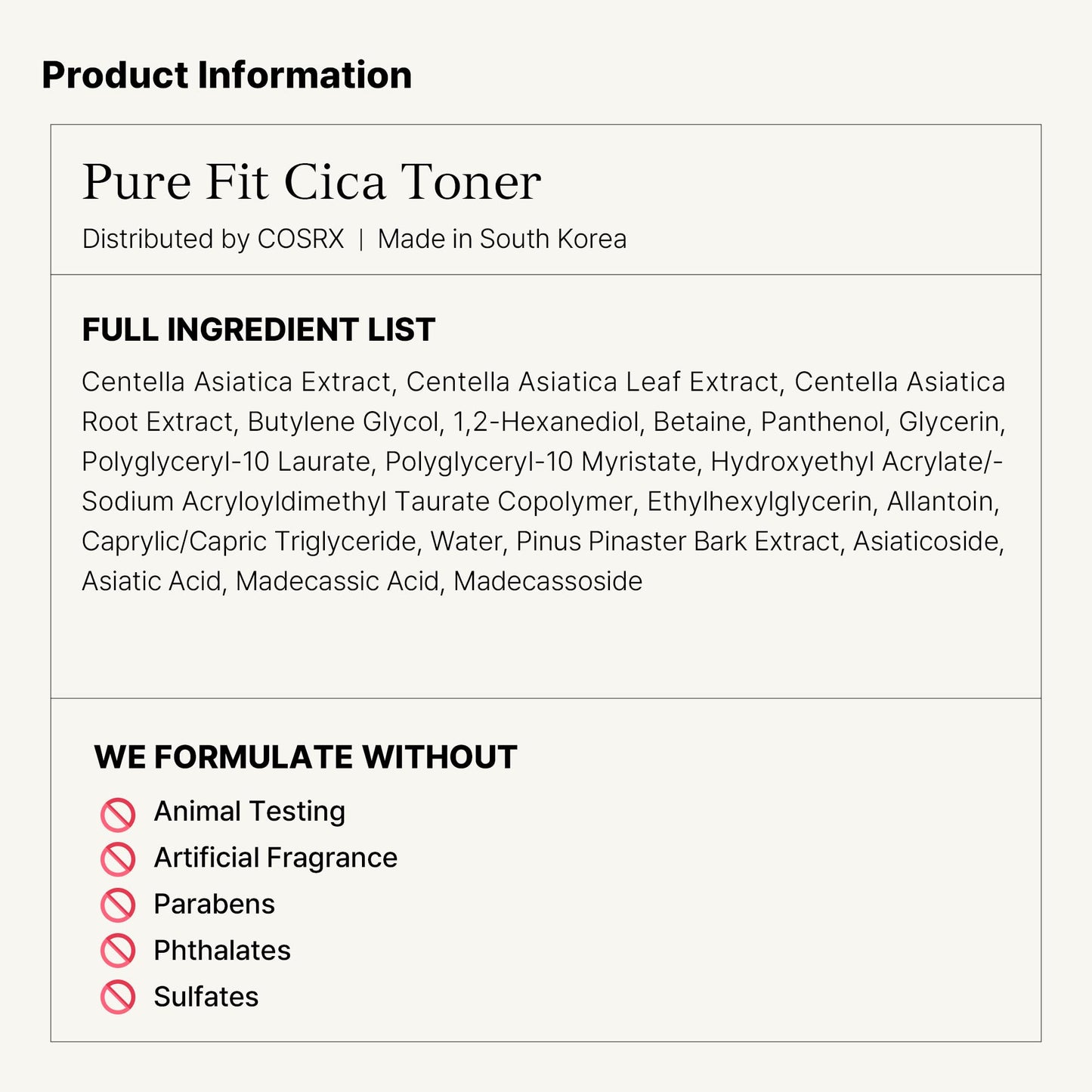 Cosrx Pure Fit Cica Toner