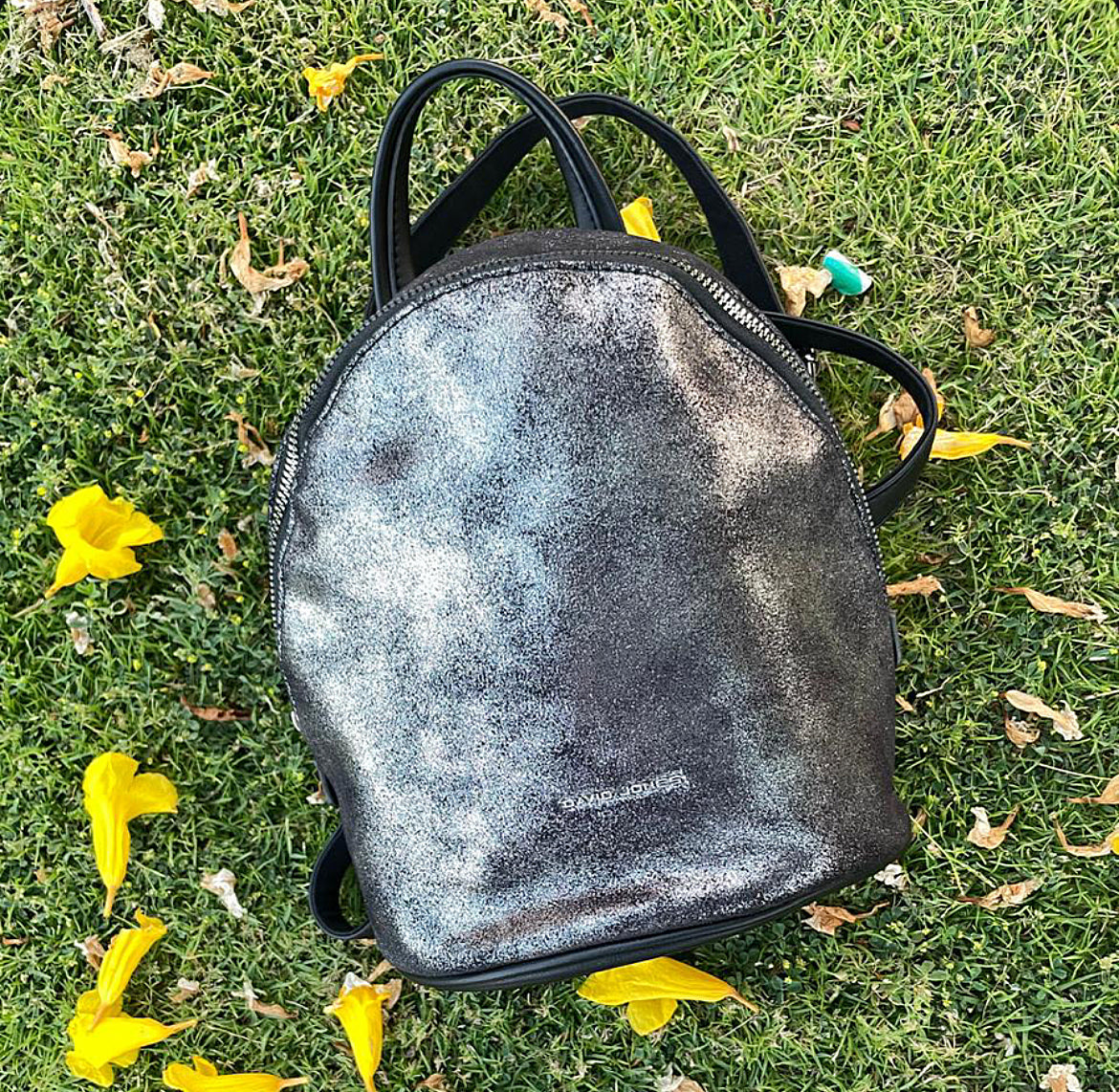 Cool Black Silver Medium Size Backpack