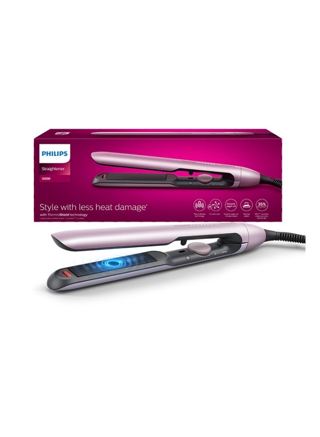 5000 series hair straightener BHS530/03|2 x ionic care| ThermoShield technology for less heat damage |Temperature range 120°C - 230°C, 12 Settings | Argan-oil infused ceramic plate 25x105mm
