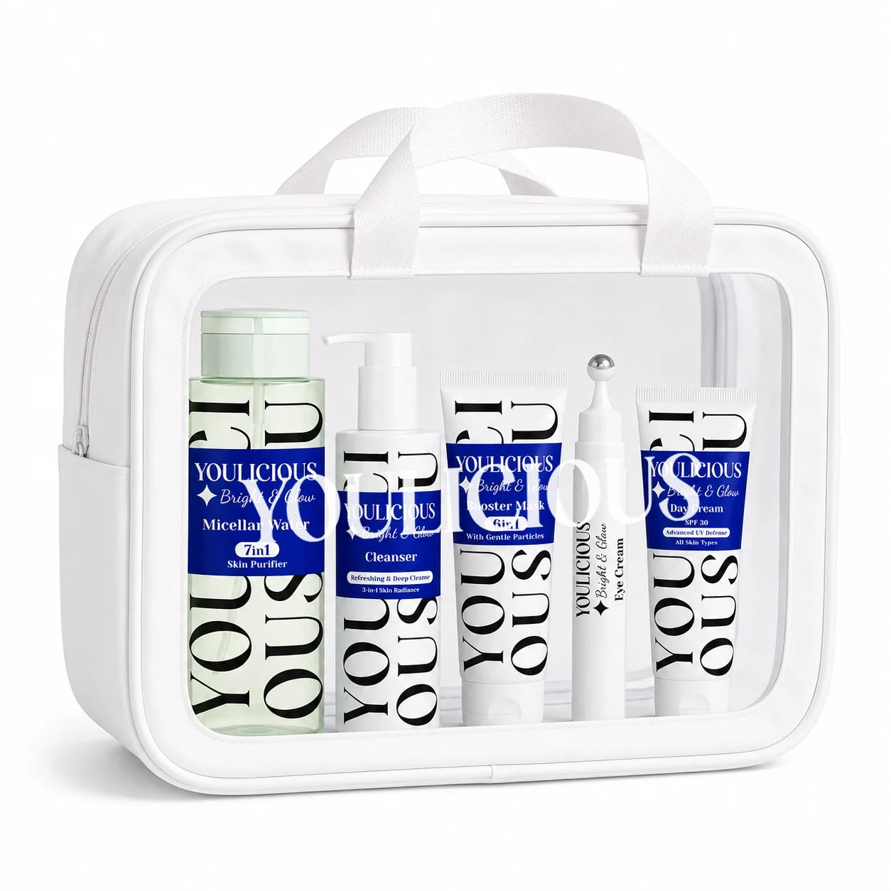 Youlicious (Back to glow routine) - Micellar + Cleanser + Booster Mask + Eye Cream + Day Cream + bag free