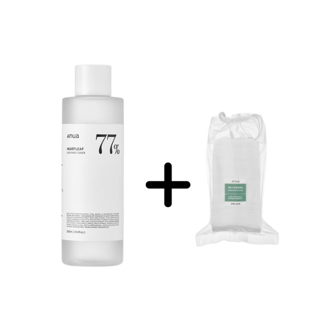 Anua heartleaf 77% smoothing toner + anua cotton pads