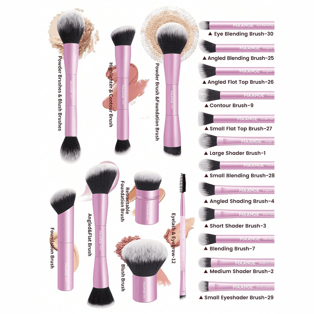 MAANGE 20Pcs Professional Makeup Brushes + 1pc Powder Puff