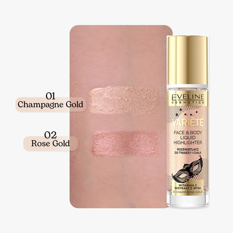 EVELINE COSMETICS VARIÉTÉ FACE & BODY LIQUID HIGHLIGHTER 02 Rose Gold