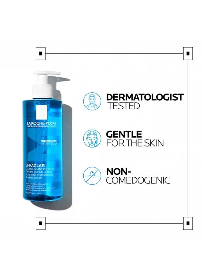 Effaclar Purifying Foaming Gel Cleanser; Acne Face Wash For Women/Men; Dermatologically-Tested Skincare Treatment For Oily & Sensitive Skin 400ml
