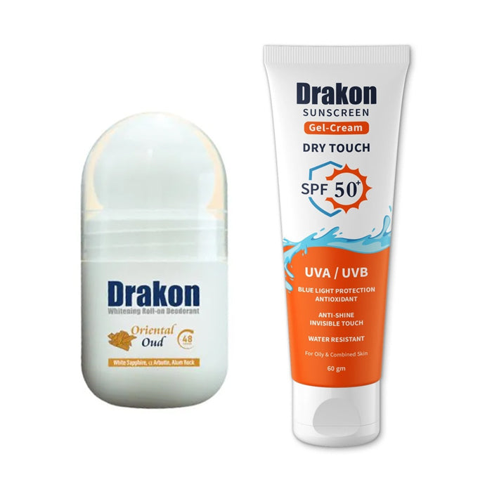 drakon sunscreen gel cream 60g + deodrant roll on offer