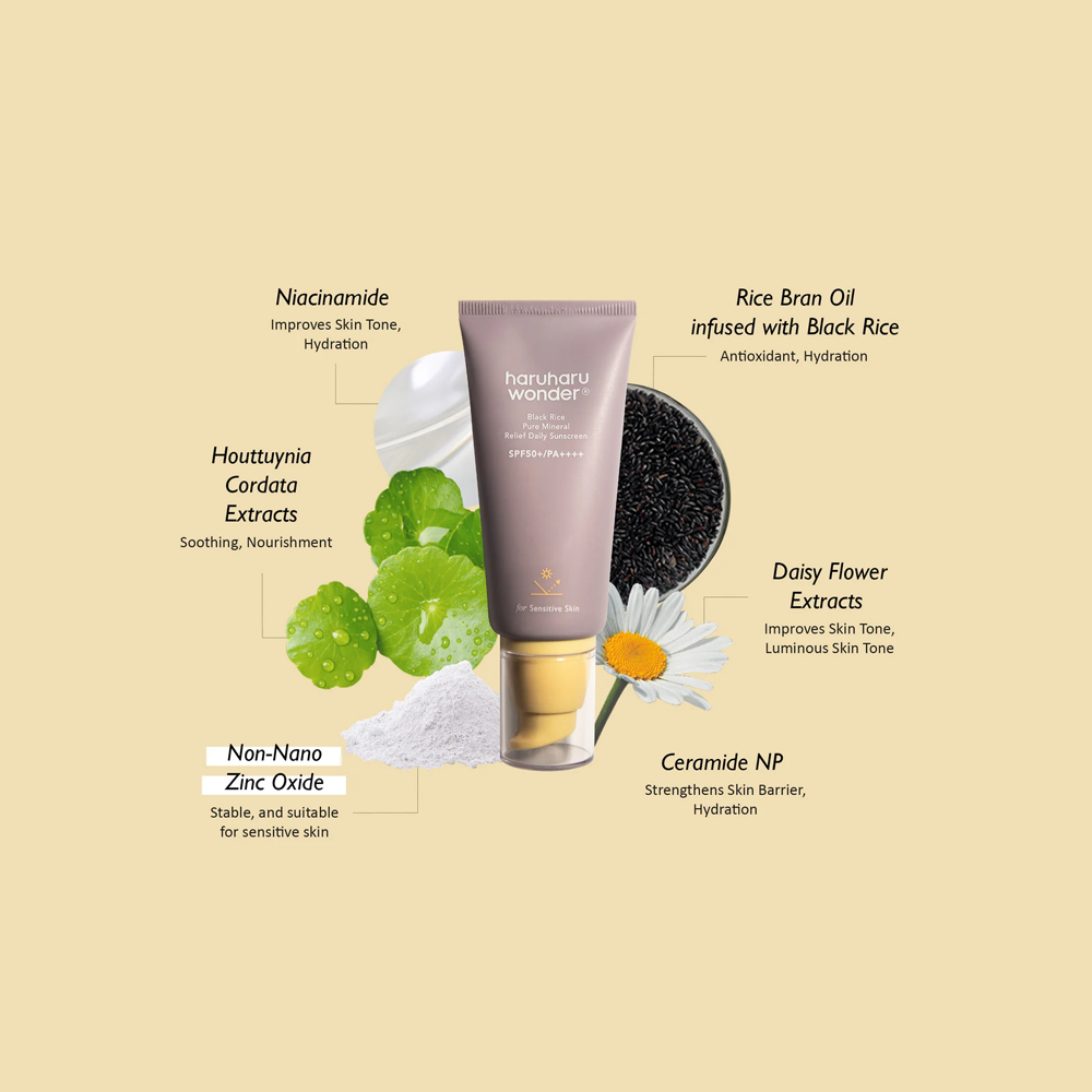 Black Rice Pure Mineral Relief Daily Sunscreen SPF50+/PA++++