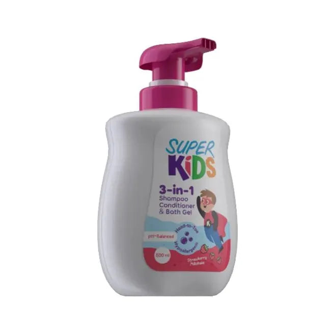 Superkids 3 In 1 Strawberry Milkshake Shampoo 500 ml