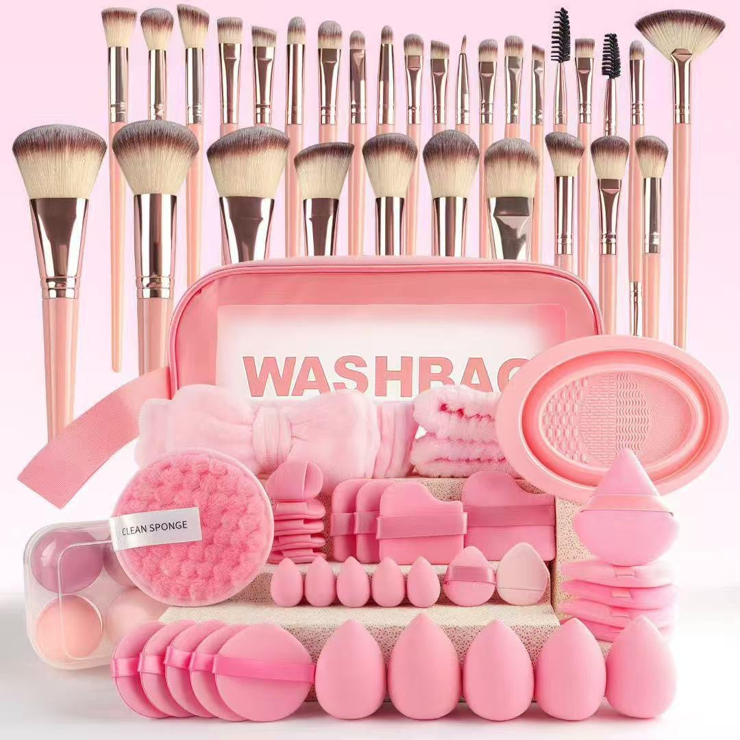 Pink Brushes Set With Wash Bag 67 PCS