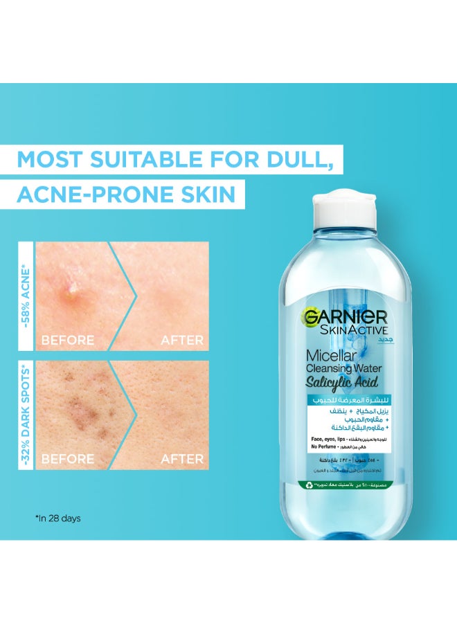 Garnier Skinactive Micellar Cleansing Water, with Salicylic Acid, For Acne Prone Skin 400ml