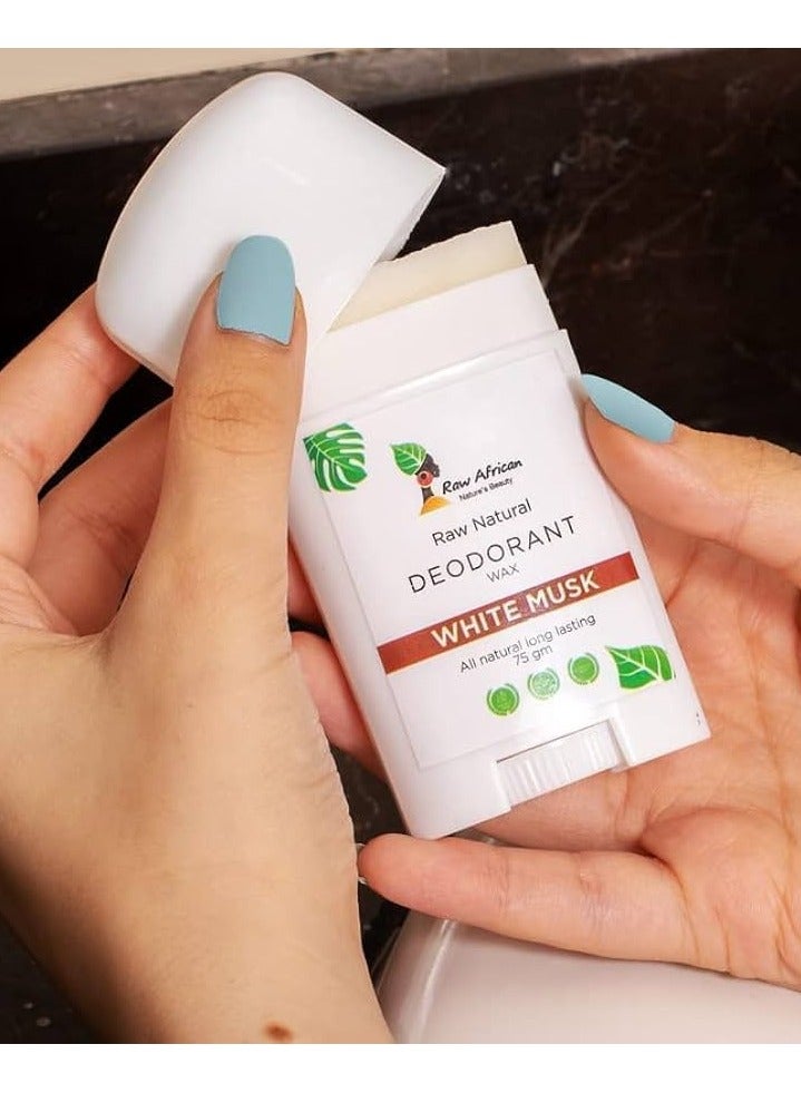 Raw African Raw Natural Deodorant Wax White Musk - 75 GM (Packaging may vary)