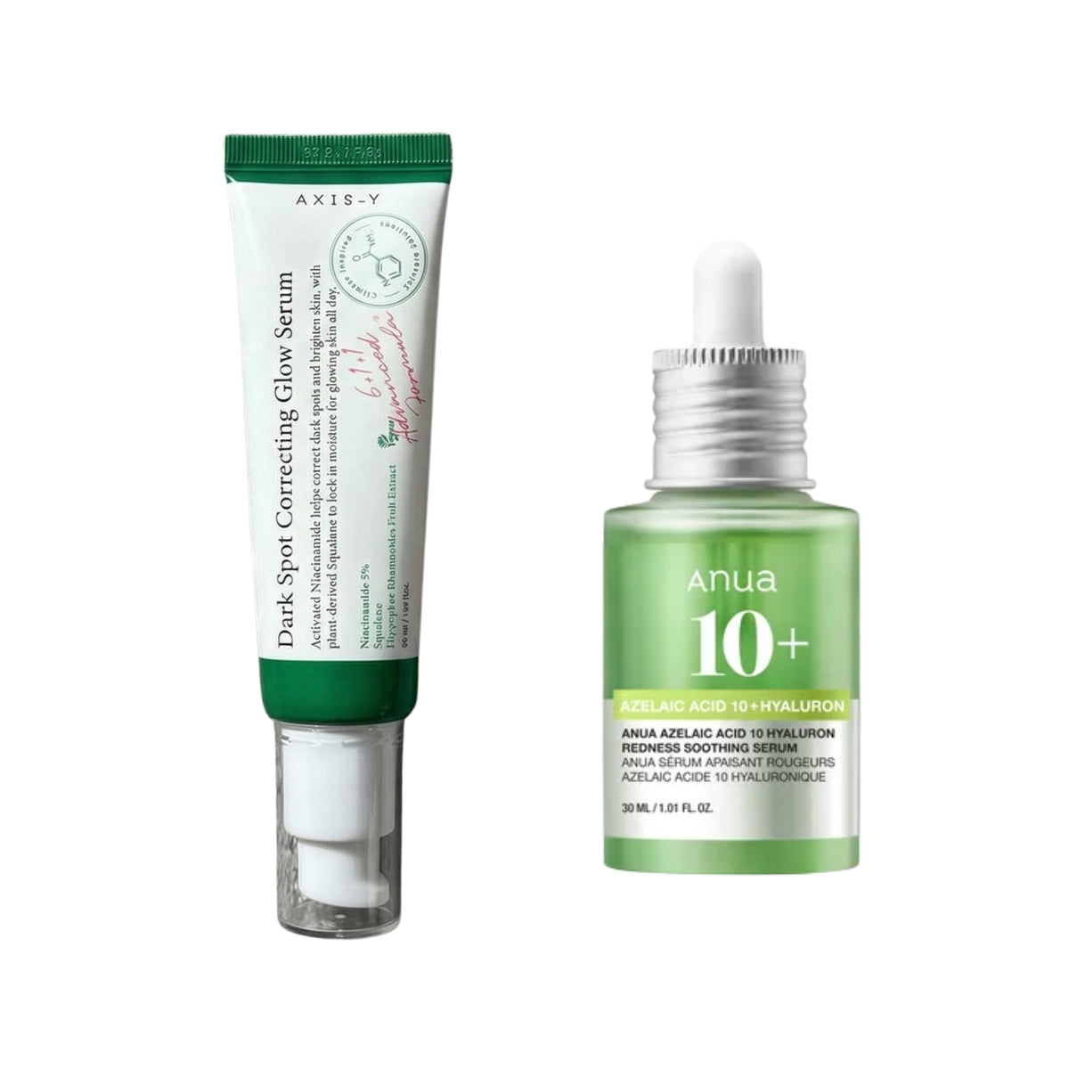 [Acne Fade Duo] Anua - Azelaic Acid 10 Hyaluron Redness Soothing Serum + AXIS - Y - Dark Spot Correcting Glow Serum