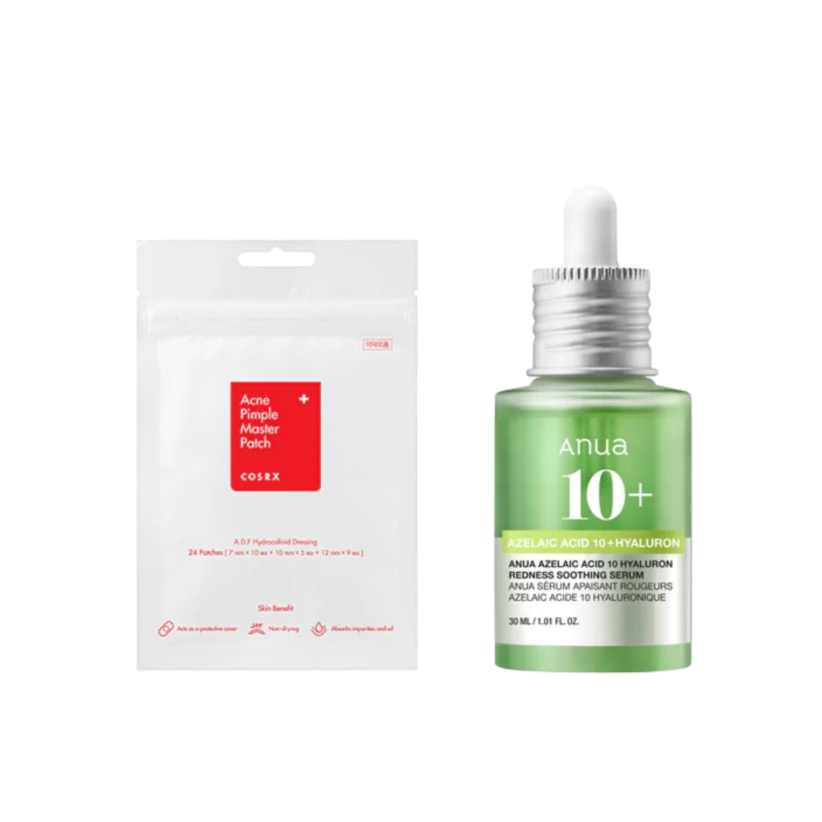 [Spot Emergency Duo ] Anua - Azelaic Acid 10 Hyaluron Redness Soothing Serum +COSRX Acne Pimple Master Patch 24 patches