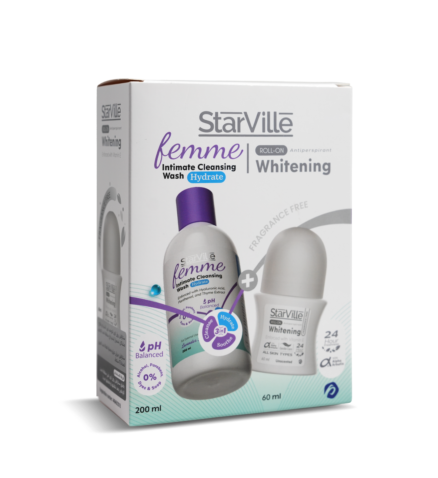 StarVille Femme wash Hydrate & StarVille Roll-On fragnance free