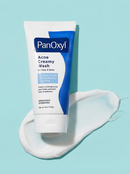 PanoOxyl Acne Creamy Wash, 4% Benzoyl Peroxide, 6 Oz White
