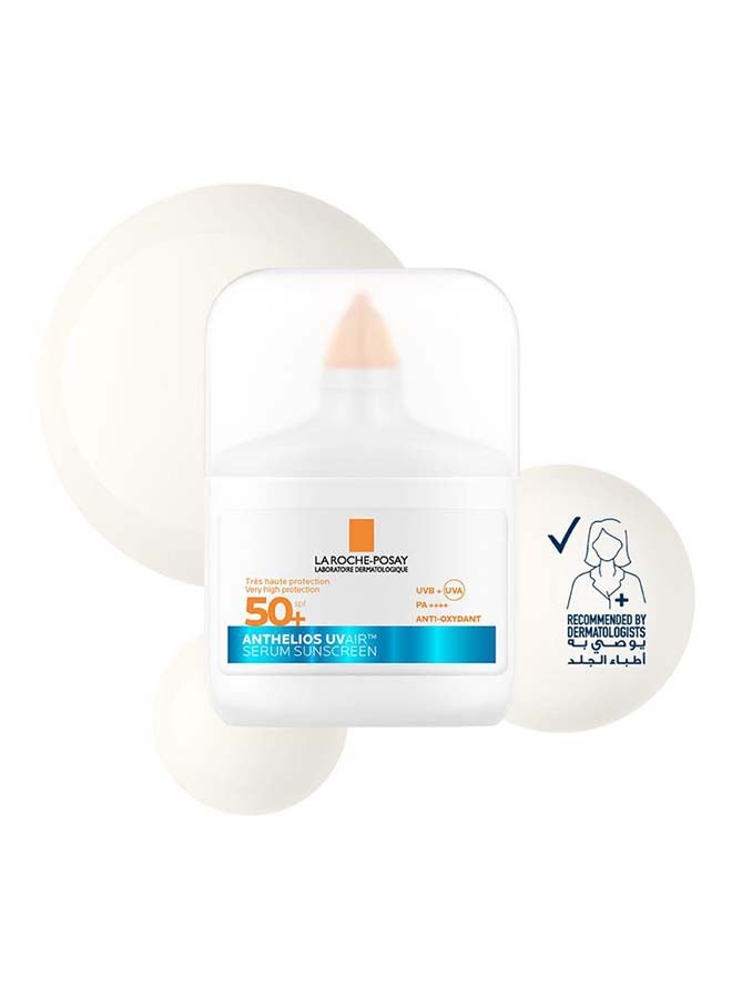 LA ROCHE-POSAY Anthelios UVAir Sunscreen Serum SPF 50+ with Niacinamide; Daily Facial Sunblock for Men/Women; Light as Air Texture with Invisible Finish for All Skin Types 50ML