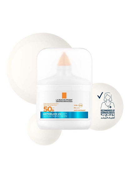Anthelios UVAir Sunscreen Serum SPF 50+ with Niacinamide; Daily Facial Sunblock for Men/Women; Light as Air Texture with Invisible Finish for All Skin Types 50ML