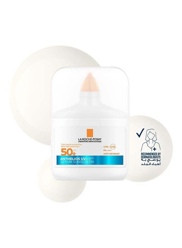Anthelios UVAir Sunscreen Serum SPF 50+ with Niacinamide; Daily Facial Sunblock for Men/Women; Light as Air Texture with Invisible Finish for All Skin Types 50ML