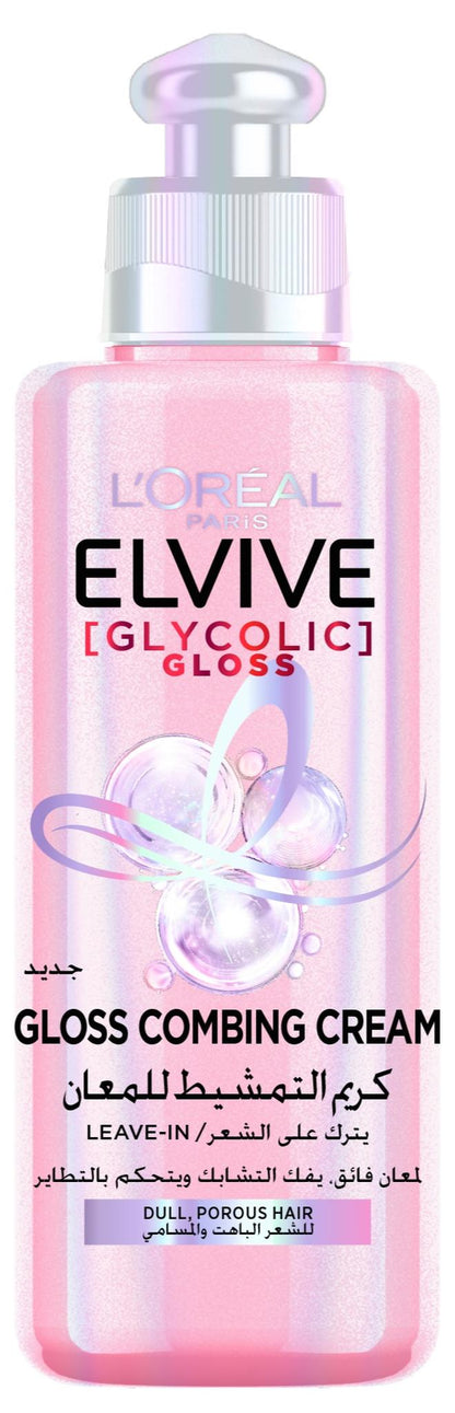 Elvive Glycolic Gloss Combing Leave in Cream with Glycolic Acid for Dull and Porous Hair 200ML