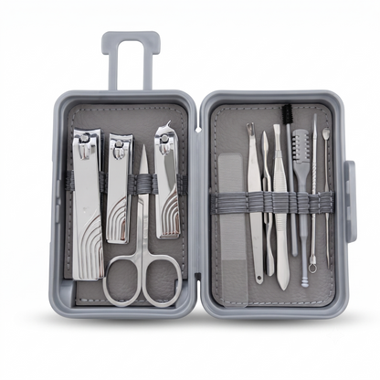 12 Pcs Stainless Steel Pedicure Set Travel Bag Shaped