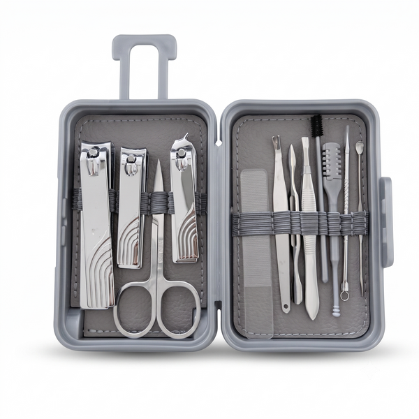 12 Pcs Stainless Steel Pedicure Set Travel Bag Shaped