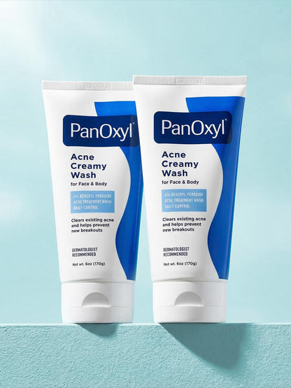 PanoOxyl Acne Creamy Wash, 4% Benzoyl Peroxide, 6 Oz White