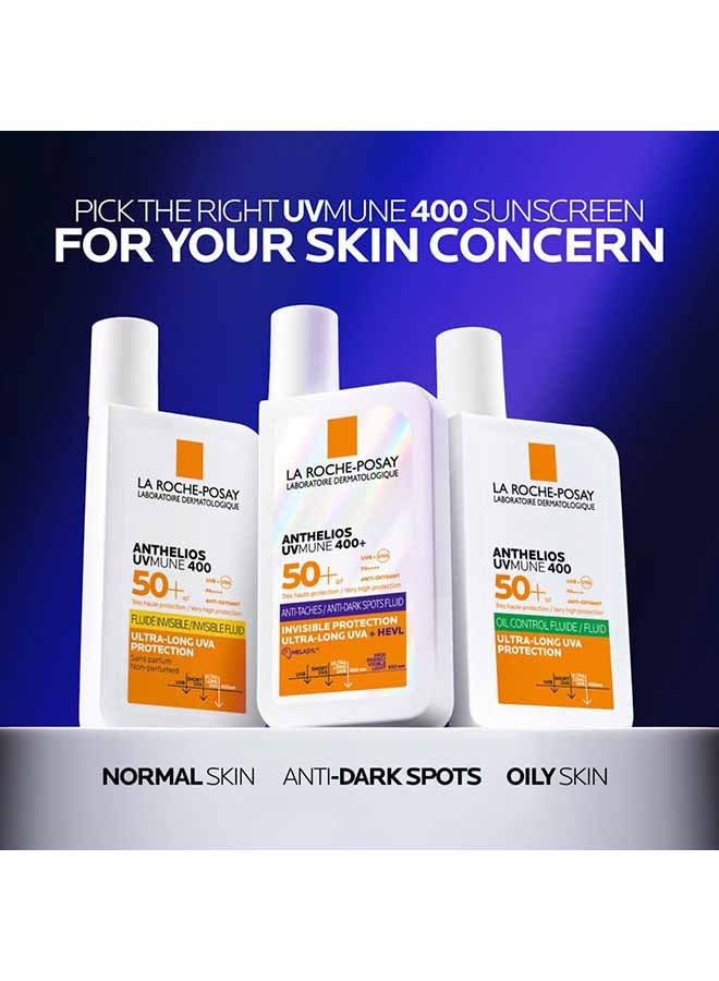 Anthelios UVMune 400 Oil Control Fluid Sunscreen SPF 50+ for Men/Women; Dermatologically-Tested Sunblock for Sensitive Oily Skin 50ML