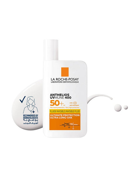 Anthelios Uvmune 400 Invisible Fluid Sunscreen Spf 50+ For Men/Women; Dermatologically-Tested Skincare Sunblock For Sensitive, Reactive, Or Sun-Allergic Skin 50ml