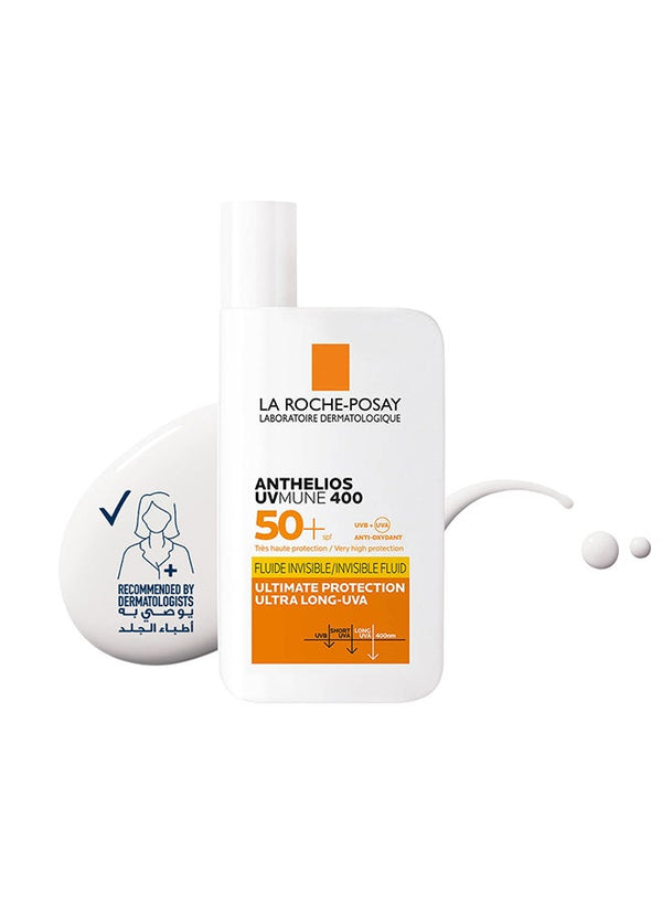 Anthelios Uvmune 400 Invisible Fluid Sunscreen Spf 50+ For Men/Women; Dermatologically-Tested Skincare Sunblock For Sensitive, Reactive, Or Sun-Allergic Skin 50ml