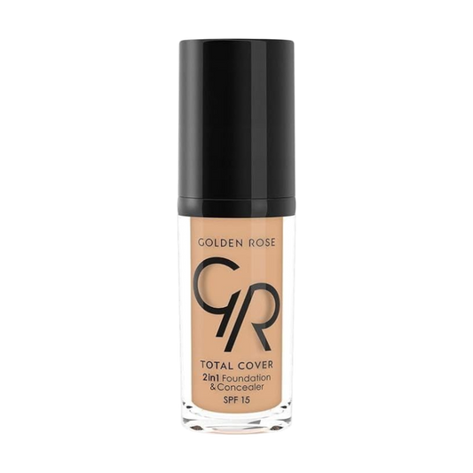 GOLDEN ROSE TOTAL COVER 2IN1 كريم أساس وخافي عيوب بمعامل حماية SPF15 درجة 04 بيج