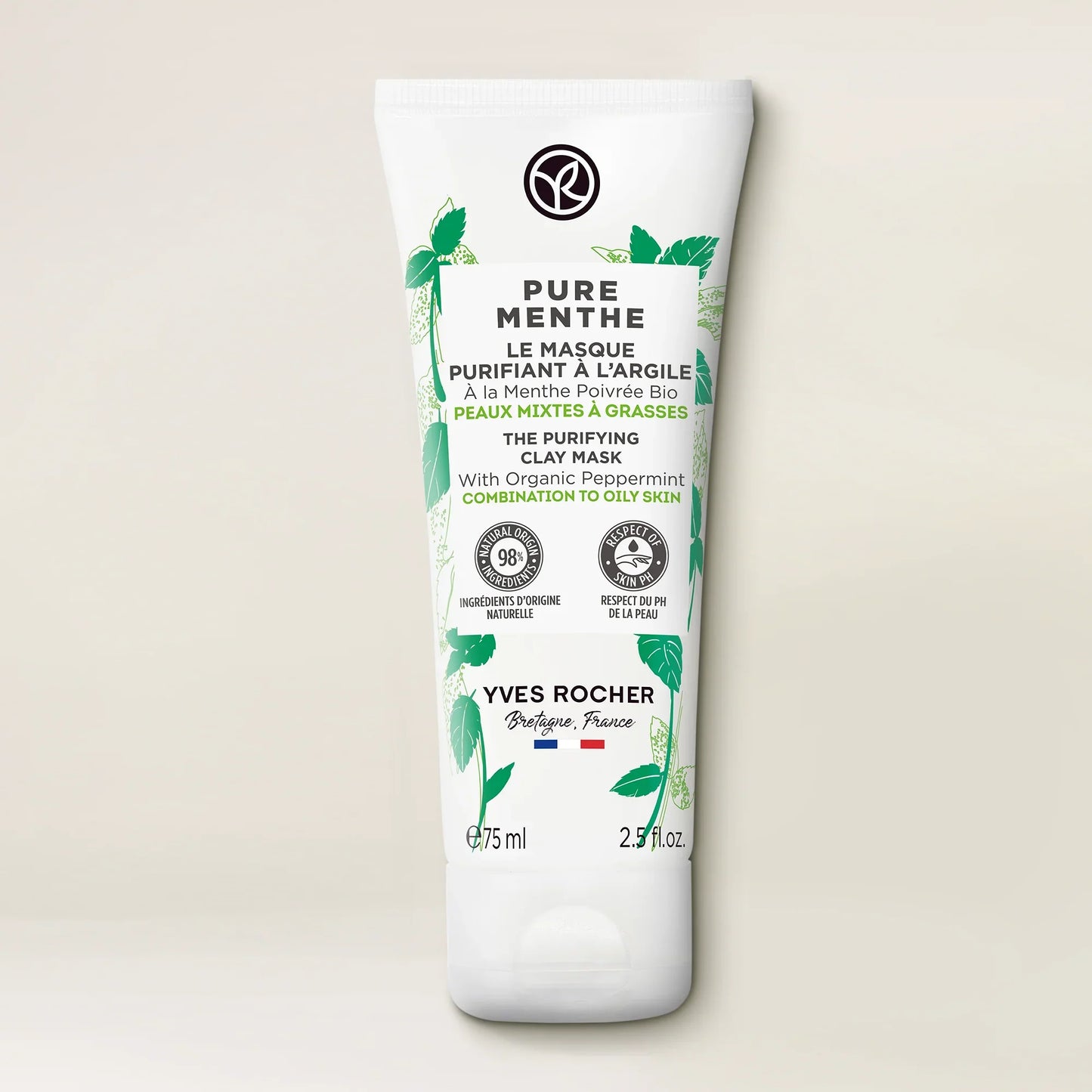 YVES ROCHER PURE MENTHE THE PURIFYING CLAY MASK TUBE 75ML