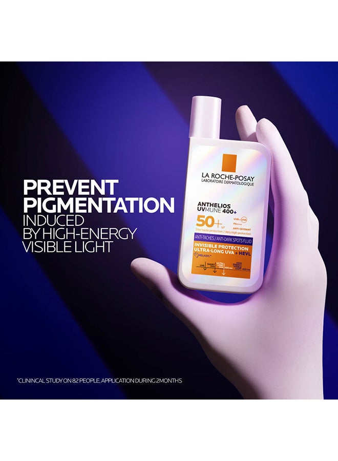 Anthelios UVMune 400 Anti-Dark Spots Fluid SPF 50+ for Men/Women; Dermatologically-Tested With Melasyl, Corrects and Protects Un-Even Skin Tone 50ML
