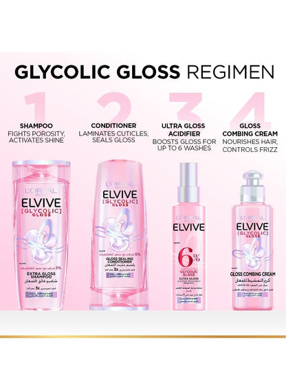 Elvive Glycolic Gloss Combing Leave in Cream with Glycolic Acid for Dull and Porous Hair 200ML