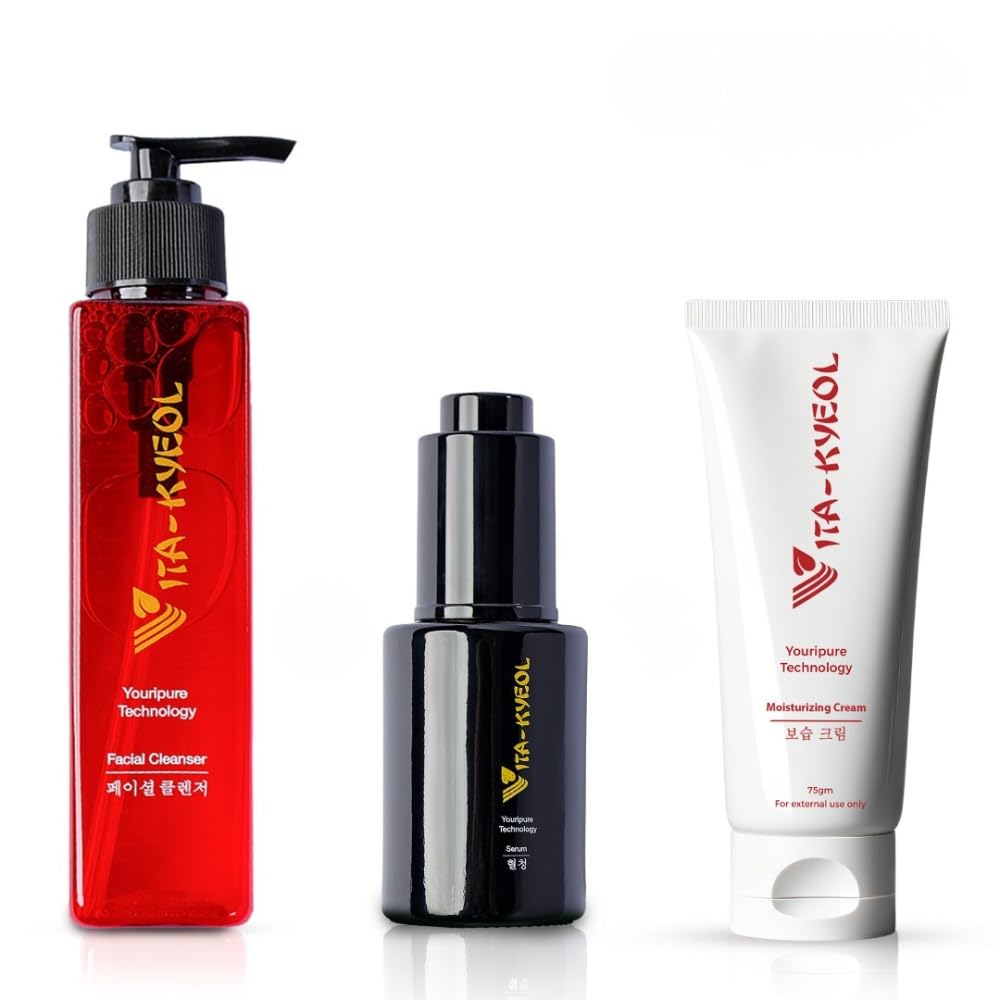 Vita-kyeol Glass Skin Set \u2013 Complete Korean Routine with Cleanser, Glow Serum, Deep Moisturizer Using YouriPure Technology by Vitali Cosmetics for Bright, Smooth, Hydrated, RadiantSkin Care System Set