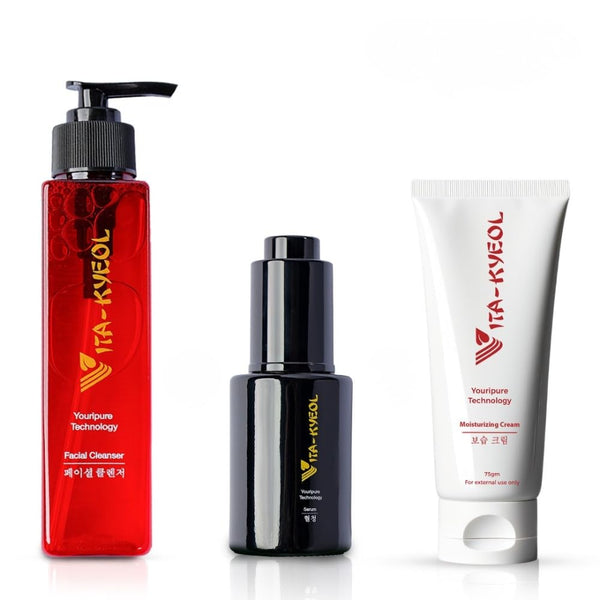 Vita-kyeol Glass Skin Set \u2013 Complete Korean Routine with Cleanser, Glow Serum, Deep Moisturizer Using YouriPure Technology by Vitali Cosmetics for Bright, Smooth, Hydrated, RadiantSkin Care System Set