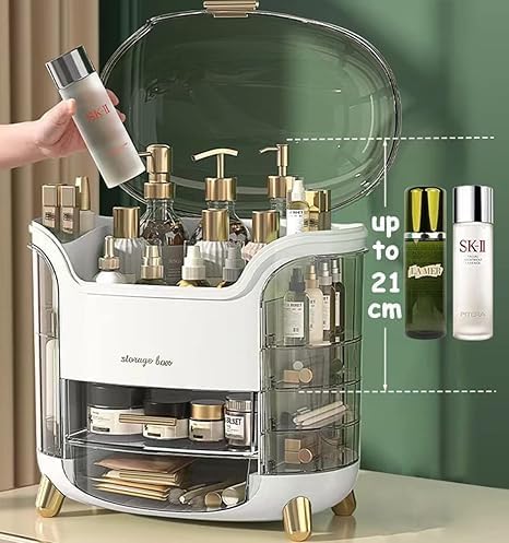 XPY-V9 Cosmetics Display Case, Large Capacity Cosmetic Storage Case with Drawers, Dust and Waterproof Makeup Organizer, Skincare Jewelry Box Ideal For [Bedroom][Dressingroom][Bathroom] (White X Fame)
