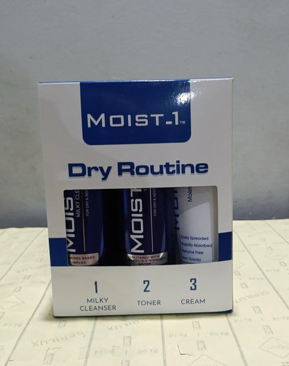 Moist-1 Dry Routine Skincare Set, Milky Cleanser, Toner, and Cream for Dry &amp; Normal Skin
