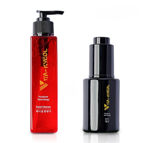 Vita-Kyeol Hydra Glow Set \u2013 Cleanser + Serum | Gentle Balancing Cleanser + Active Renewal Serum | Radiance, Texture &amp; Hydration Routine Powered by YouriPure Technology by Vitali Cosmetics Skincare Kit