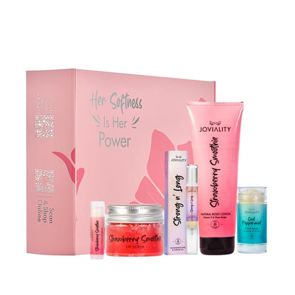 Skin Love Kit - Strawberry Smoothie - Body Lotion + Foot Balm + Nail &amp; Cuticle Oil + Lip Balm + Lip Scrub Set