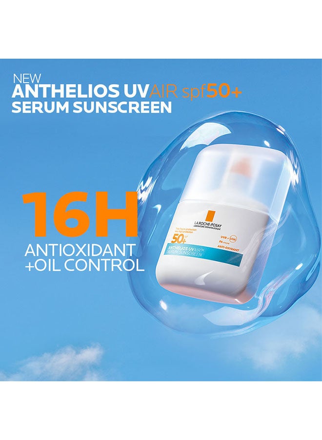 Anthelios UVAir Sunscreen Serum SPF 50+ with Niacinamide; Daily Facial Sunblock for Men/Women; Light as Air Texture with Invisible Finish for All Skin Types 50ML