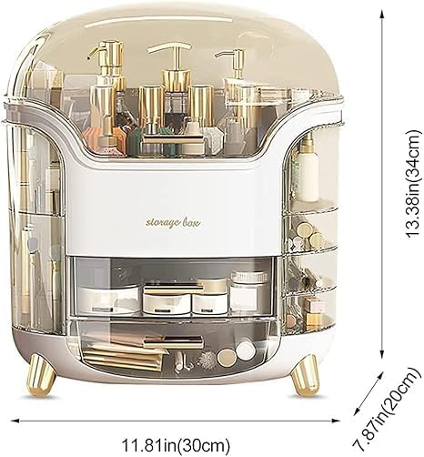 XPY-V9 Cosmetics Display Case, Large Capacity Cosmetic Storage Case with Drawers, Dust and Waterproof Makeup Organizer, Skincare Jewelry Box Ideal For [Bedroom][Dressingroom][Bathroom] (White X Fame)