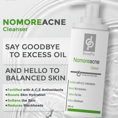 Dermopro Nomoreacne Cleanser 200 ml for Acne-prone Skin | غسول ديرمابرو للبشرة الدهنية وحب الشباب 200 مل