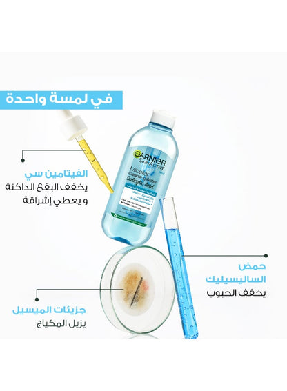 Garnier Skinactive Micellar Cleansing Water, with Salicylic Acid, For Acne Prone Skin 400ml