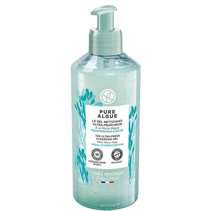 YVES ROCHER PURE ALGUE THE ULTRA FRESH CLEANSING GEL PUMP BOTTLE 390ML