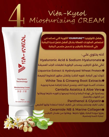 Vita-kyeol Glass Skin Set \u2013 Complete Korean Routine with Cleanser, Glow Serum, Deep Moisturizer Using YouriPure Technology by Vitali Cosmetics for Bright, Smooth, Hydrated, RadiantSkin Care System Set