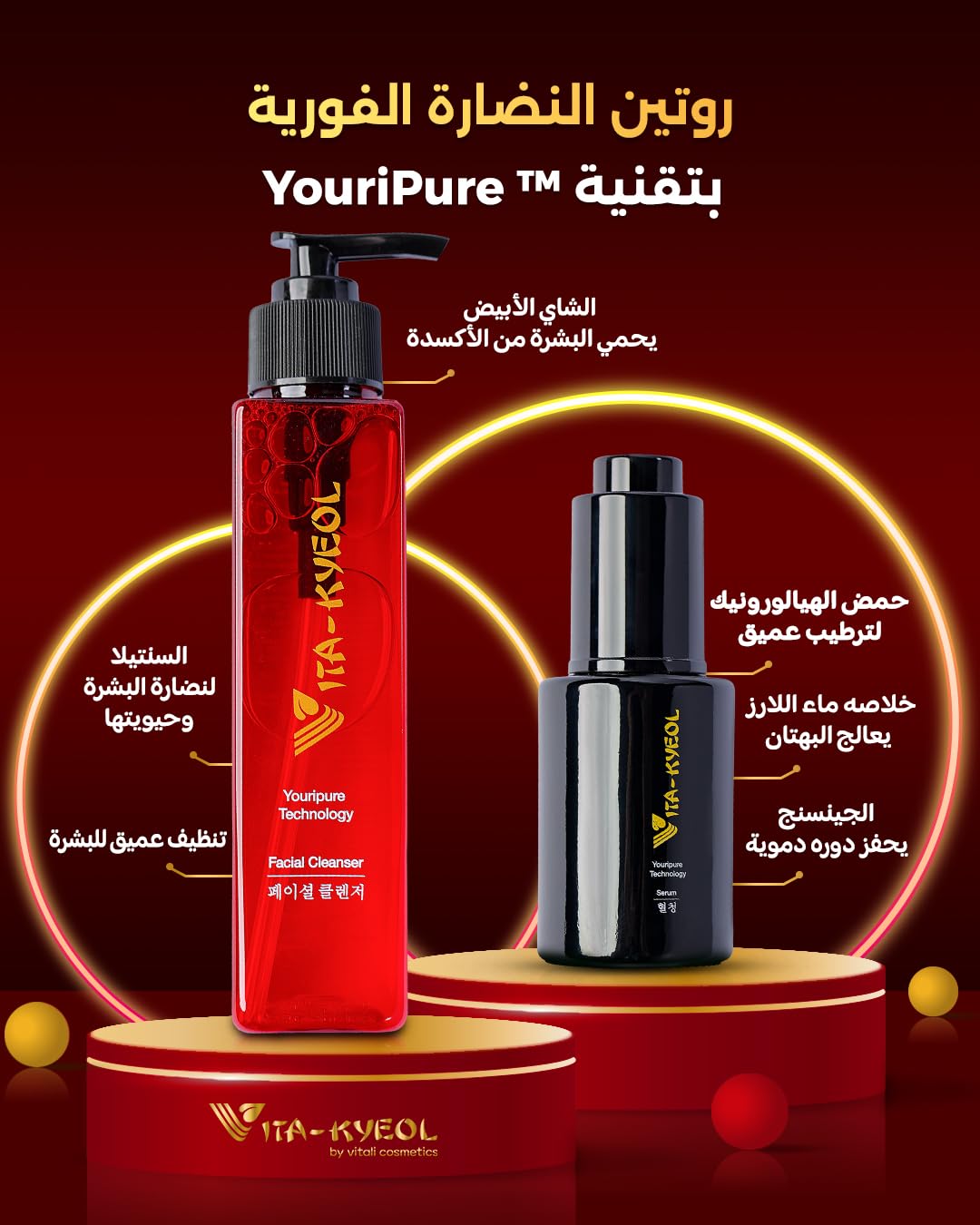 Vita-Kyeol Hydra Glow Set \u2013 Cleanser + Serum | Gentle Balancing Cleanser + Active Renewal Serum | Radiance, Texture &amp; Hydration Routine Powered by YouriPure Technology by Vitali Cosmetics Skincare Kit